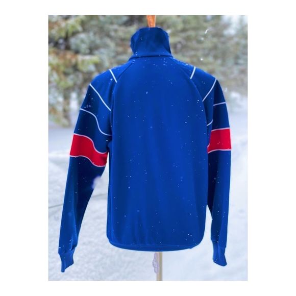 SOLD Vintage Adidas Track Jacket 1980s Full Zip Blue Red White Sz M Mock Neck - Picture 4 of 10